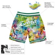 Men's Custom Scratch Graffiti Pattern White-Kelly Green 3D Authentic Basketball Shorts - Image 2