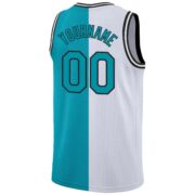 Men's Custom White Teal-Black Authentic Split Fashion Basketball Jersey - Image 3