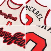 Men's Custom Cream Red-Black Round Neck Rib-Knit Basketball Jersey - Image 3