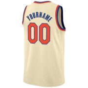 Men's Custom Cream Orange-Royal Round Neck Rib-Knit Basketball Jersey - Image 4