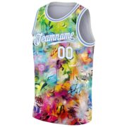 Men's Custom Scratch Graffiti Pattern-White Light Blue 3D Basketball Jersey - Image 5