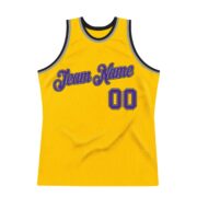 Men's Custom Gold Purple-Silver Gray Authentic Throwback Basketball Jersey - Image 5