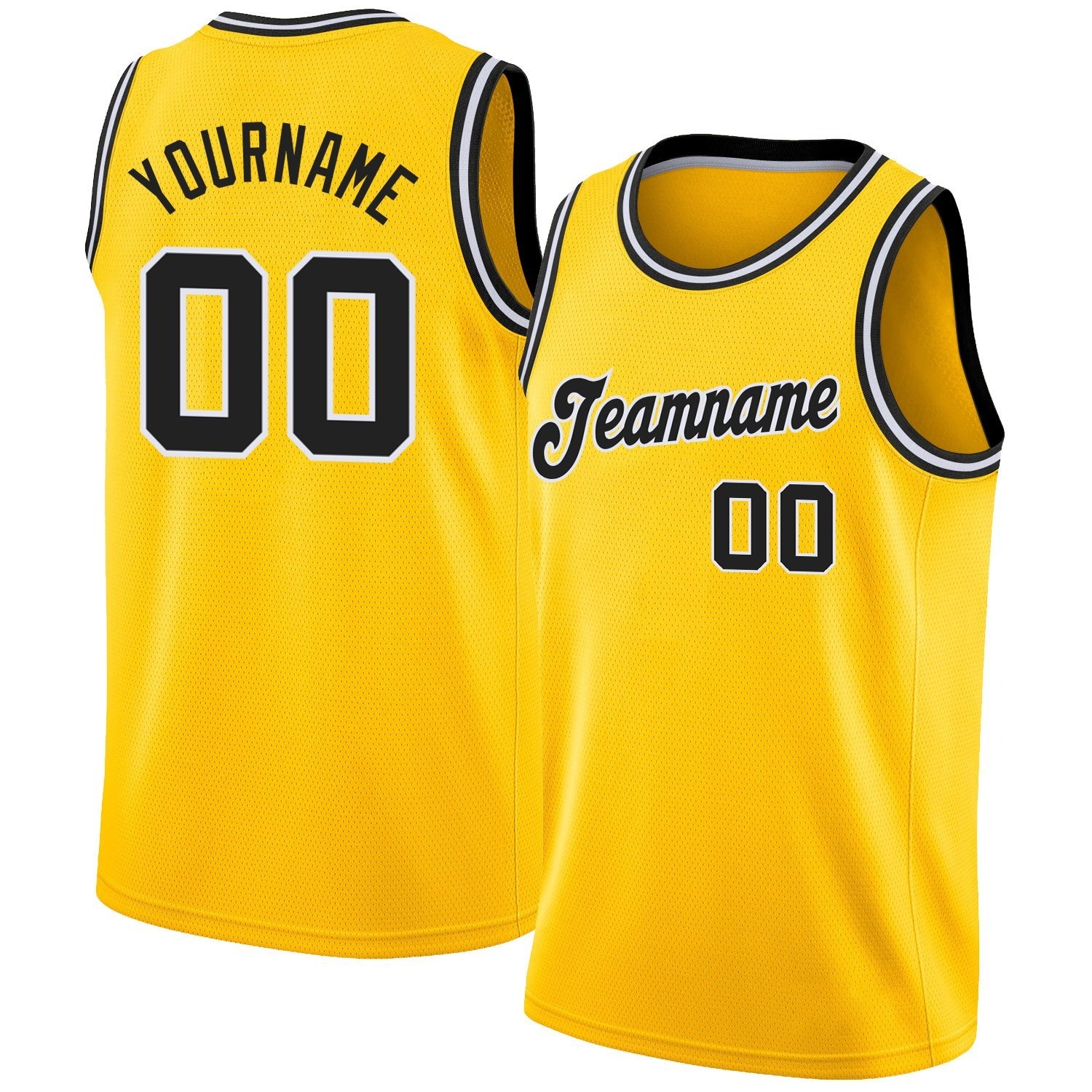 26-3.jpg Men's Custom Gold Black-White Round Neck Rib-Knit Basketball Jersey - Image 1