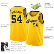 Men's Custom Gold Black-White Round Neck Rib-Knit Basketball Jersey - Image 5