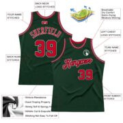 Men's Custom Hunter Green Red-Black Authentic Throwback Basketball Jersey - Image 3