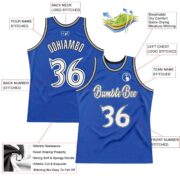 Men's Custom Blue White-Black Authentic Throwback Basketball Jersey - Image 2