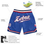 Men's Custom Blue White-Red Authentic Throwback Basketball Shorts - Image 2
