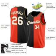Men's Custom Orange White-Black Authentic Split Fashion Basketball Jersey - Image 2